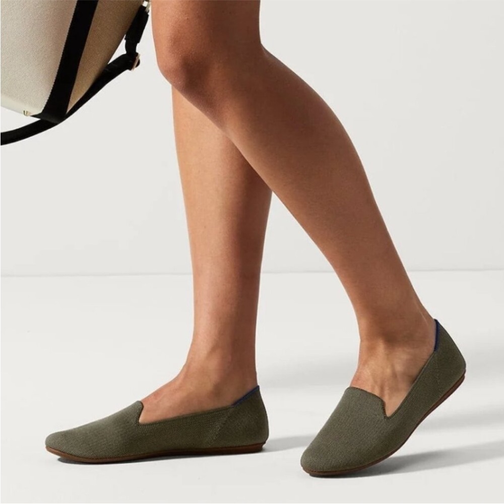 Rothy’s The Loafer Slip On Washable Flats Shoes Olive Green Women's 9.5 Like New